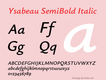 Ysabeau SemiBold Italic Version 2.001;Glyphs 3.2 (3192)图片样张