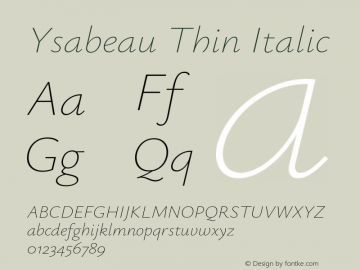 Ysabeau Thin Italic Version 2.001;Glyphs 3.2 (3192)图片样张