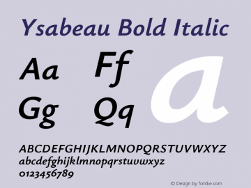 Ysabeau Bold Italic Version 2.001图片样张