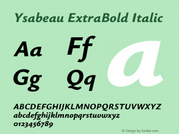 Ysabeau ExtraBold Italic Version 2.001图片样张
