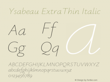 Ysabeau ExtraThin Italic Version 2.001图片样张
