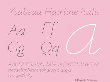 Ysabeau Hairline Italic Version 2.001图片样张