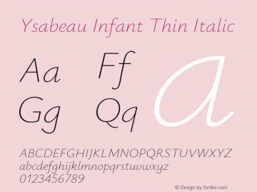 Ysabeau Infant Thin Italic Version 2.001图片样张