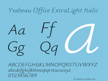 Ysabeau Office ExtraLight Italic Version 2.001图片样张