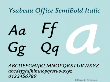 Ysabeau Office SemiBold Italic Version 2.001图片样张