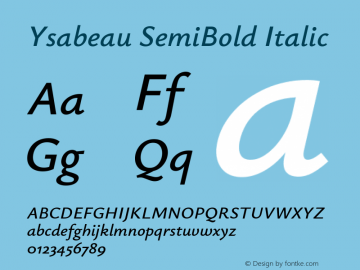 Ysabeau SemiBold Italic Version 2.001图片样张