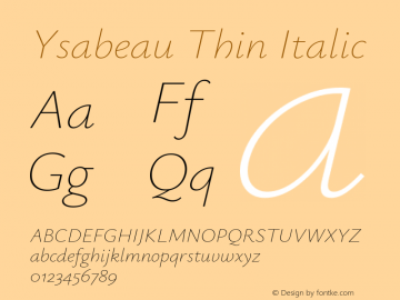 Ysabeau Thin Italic Version 2.001图片样张
