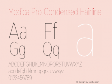 Modica Pro Condensed Hairline Version 1.000;Glyphs 3.1.2 (3151)图片样张