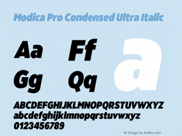 Modica Pro Condensed Ultra Italic Version 1.000;Glyphs 3.1.2 (3151)图片样张
