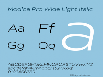 Modica Pro Wide Light Italic Version 1.000;Glyphs 3.1.2 (3151)图片样张