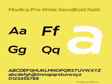 Modica Pro Wide SemiBold Italic Version 1.000;Glyphs 3.1.2 (3151)图片样张