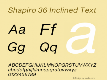 Shapiro 36 Inclined Text Version 2.000;PS 002.000;hotconv 1.0.88;makeotf.lib2.5.64775图片样张