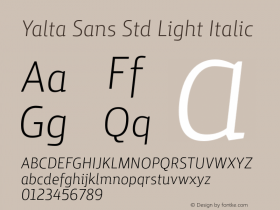 Yalta Sans Std Light Italic Version 1.000图片样张