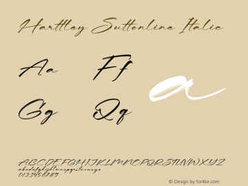 Harttley Suttonline Italic Version 1.00;June 5, 2023;FontCreator 13.0.0.2683 32-bit图片样张