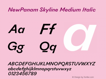 NewPanam Skyline Medium Italic Version 2.500图片样张