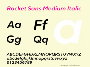 Rocket Sans Medium Italic Version 1.01图片样张