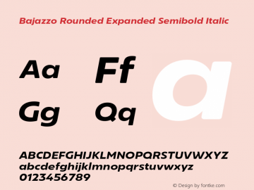 Bajazzo Rounded Expanded Semibold Italic Version 1.016图片样张