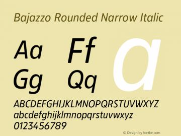 Bajazzo Rounded Narrow Italic Version 1.016图片样张