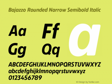 Bajazzo Rounded Narrow Semibold Italic Version 1.016图片样张