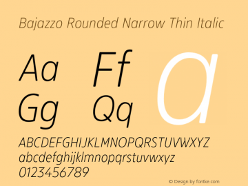 Bajazzo Rounded Narrow Thin Italic Version 1.016图片样张