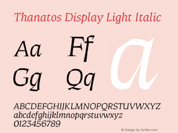 Thanatos Display Light Italic Version 1.000图片样张