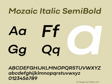 Mozaic Italic SemiBold Version 1.000图片样张