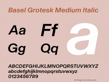 Basel Grotesk Medium Italic Version 1.005图片样张
