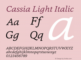 Cassia-LightItalic Version 1.000图片样张