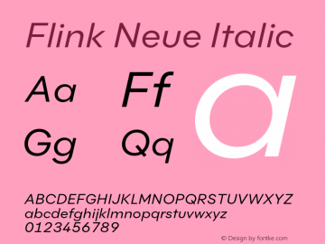 Flink Neue Regular Italic Version 2.100;Glyphs 3.1.2 (3150)图片样张