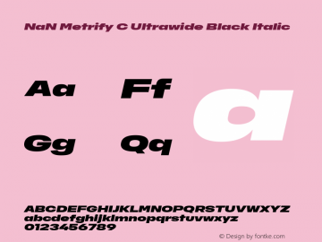 NaN Metrify C Ultrawide Black Italic Version 1.500; ttfautohint (v1.8.4)图片样张