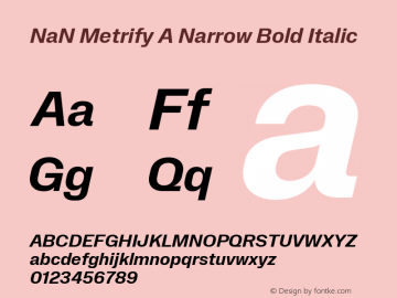 NaN Metrify A Narrow Bold Italic Version 1.500; ttfautohint (v1.8.4)图片样张