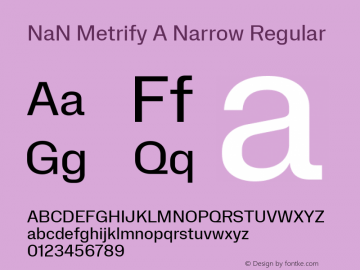 NaN Metrify A Narrow Regular Version 1.500; ttfautohint (v1.8.4)图片样张