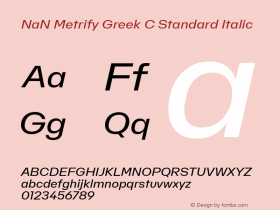 NaN Metrify Greek C Standard Italic Version 1.500; ttfautohint (v1.8.4)图片样张