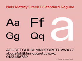 NaN Metrify Greek B Standard Regular Version 1.500; ttfautohint (v1.8.4)图片样张