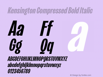 Kensington Compressed Bold Italic Version 1.000;ttfautohint (v1.8.2)图片样张
