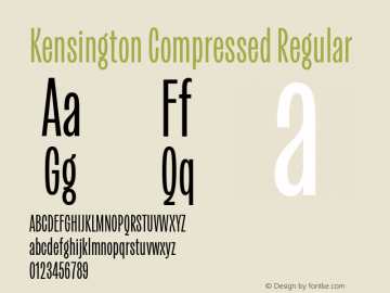 Kensington Compressed Regular Version 1.000;ttfautohint (v1.8.2)图片样张