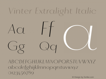 Vinter-ExtralightItalic Version 3.001;PS 2.001;hotconv 1.0.88;makeotf.lib2.5.647800图片样张