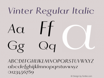 Vinter-RegularItalic Version 3.001;PS 2.001;hotconv 1.0.88;makeotf.lib2.5.647800图片样张