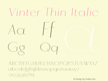 Vinter-ThinItalic Version 3.001;PS 2.001;hotconv 1.0.88;makeotf.lib2.5.647800图片样张