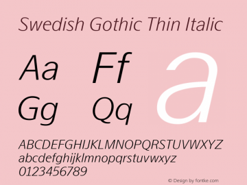 Swedish Gothic Thin Italic Version 1.401图片样张