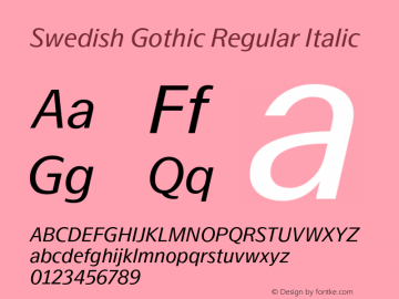 SwedishGothic-RegularItalic Version 1.401图片样张