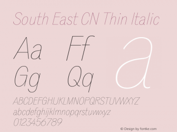 South East CN Thin Italic Version 1.000;Glyphs 3.1.2 (3151)图片样张
