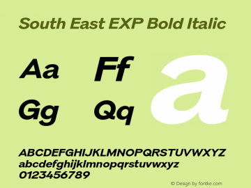 South East EXP Bold Italic Version 1.000;Glyphs 3.1.2 (3151)图片样张