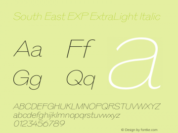South East EXP ExtraLight Italic Version 1.000;Glyphs 3.1.2 (3151)图片样张