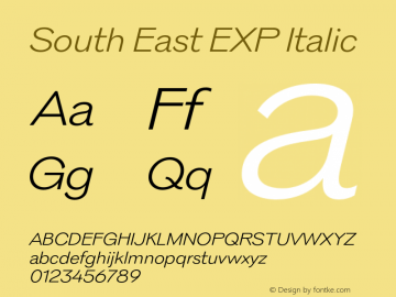 South East EXP Italic Version 1.000;Glyphs 3.1.2 (3151)图片样张