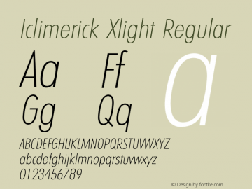 Iclimerick Xlight Regular 001.000 Font Sample