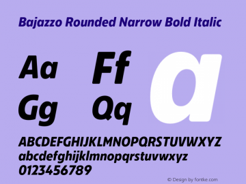 Bajazzo Rounded Narrow Bold Italic Version 1.016图片样张
