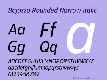 Bajazzo Rounded Narrow Italic Version 1.016图片样张