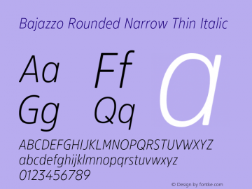 Bajazzo Rounded Narrow Thin Italic Version 1.016图片样张