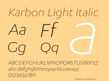 Karbon Light Italic Version 20.260图片样张